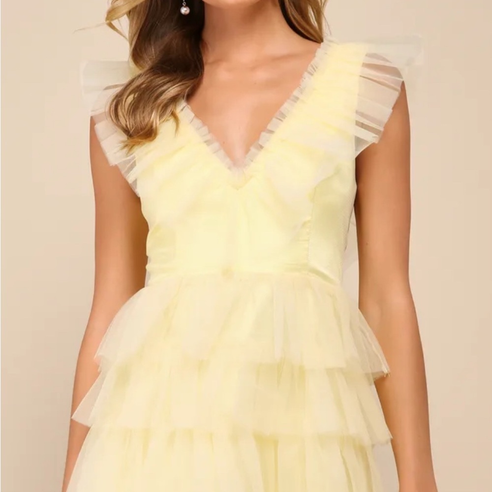Lulus Tulle Tiered Ruffled Mini Dress